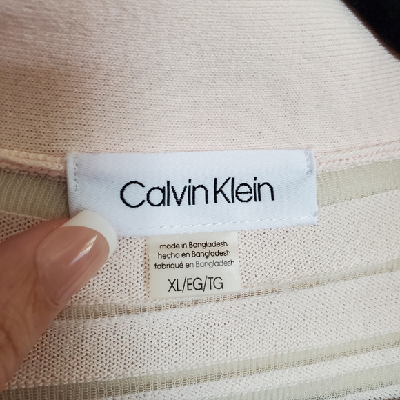 Calvin Klein XL sheer pink striped shrug cardigan - Picture 3 of 4